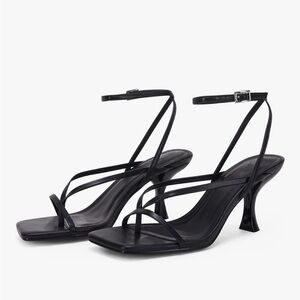 Women's Black Strappy Heeled Sandals